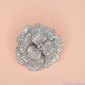 Sparkly flower chest pin brooch, color: silver,‎ Holiday gift